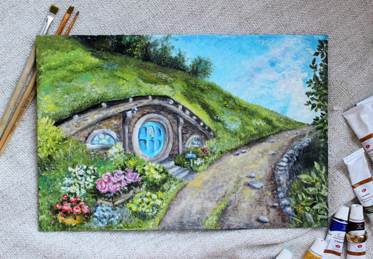 "Нора хоббита", масло, холст 30х40