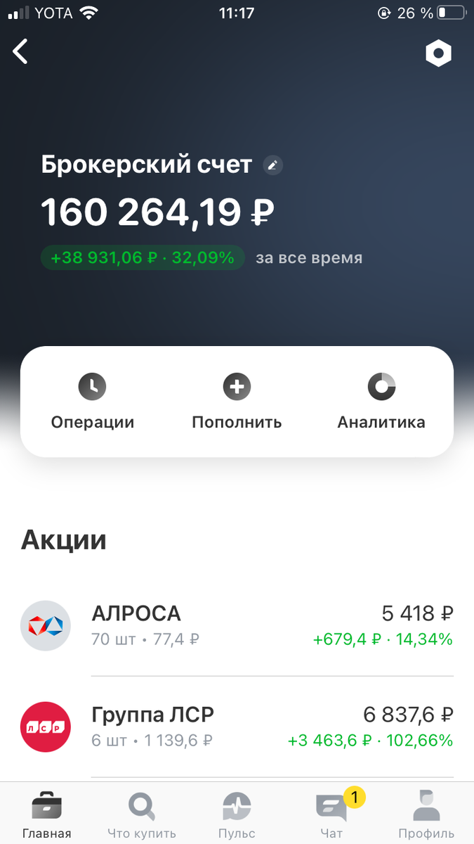 Источник: https://www.tinkoff.ru/invest Скриншот ЛК