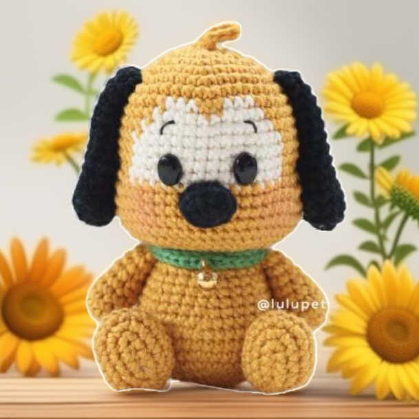Жёлтый щенок вязаный крючком