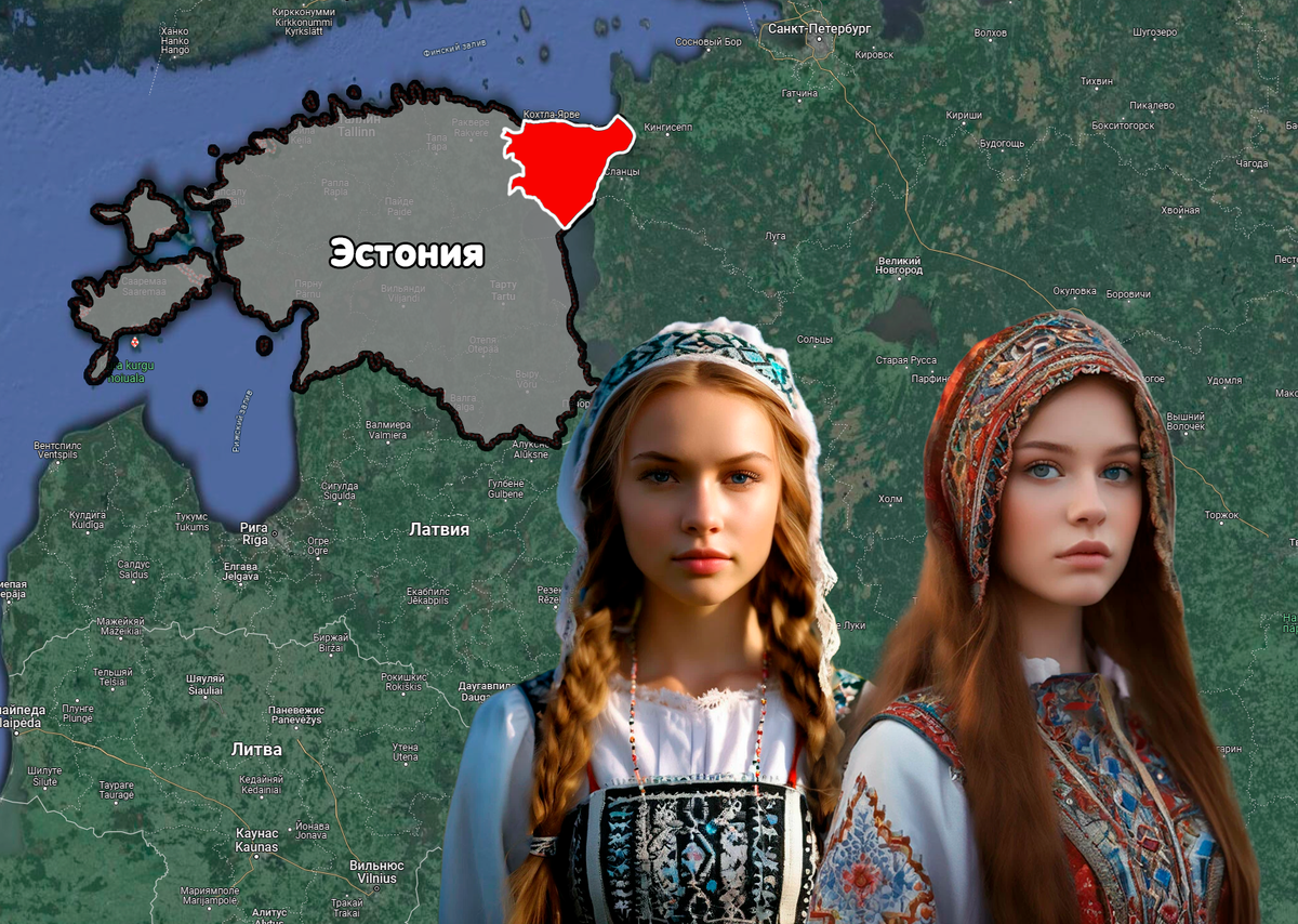 Авторская иллюстрация. Красным выделен уезд Эстонии, где русские составляют большинство