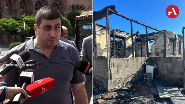 Родные 15 погибших при пожаре в казарме в селе Азат Гегаркуникской области солдат провели акцию протеста в Ереване на площади Республики.