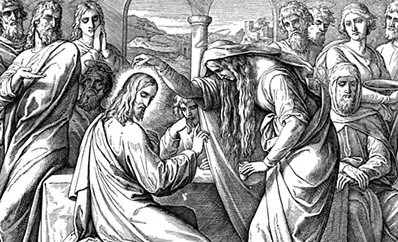 Женщина возливает Миро на голову Иисуса. Неизвестный автор.