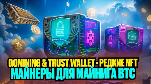 GoMining & Trust Wallet Коллаборация | Редкие NFT Майнеры Для Майнинга BTC