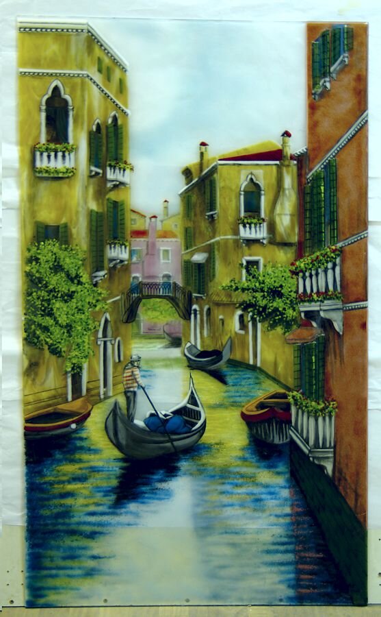 Картина из стекла в нишу с подсветкой 