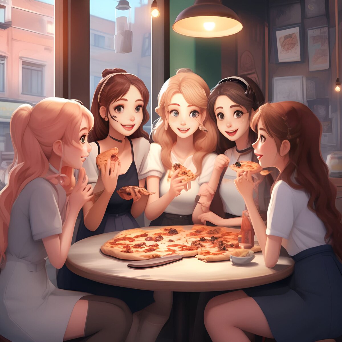 Представьте, что вы ужинаете в кафетерии, и вся компания заказывает огромную пиццу, чтобы разделить трапезу на всех.-2