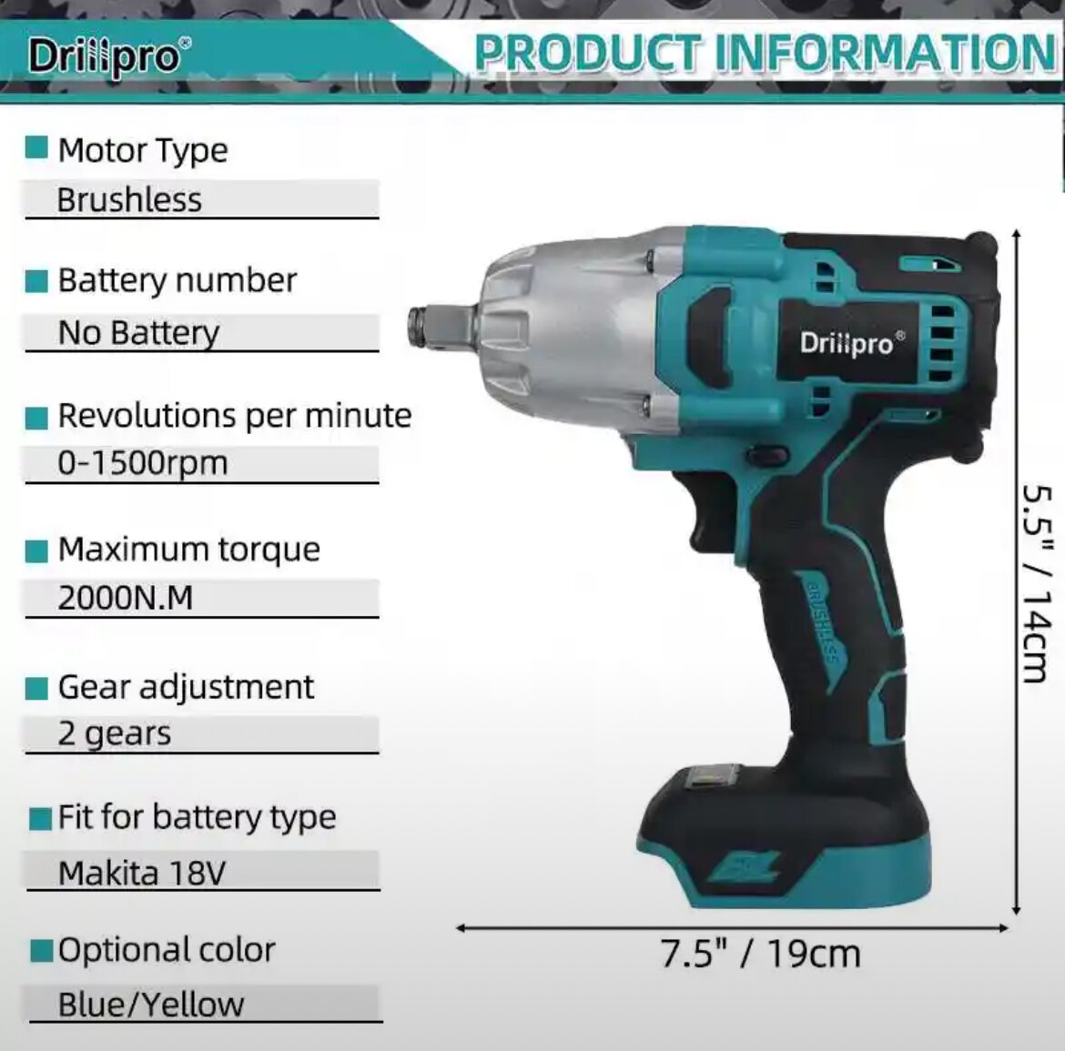 Характеристики гайковерта Drillpro
