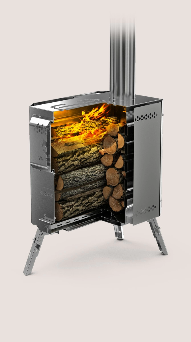 Походная печь Кочевник М в разрезе