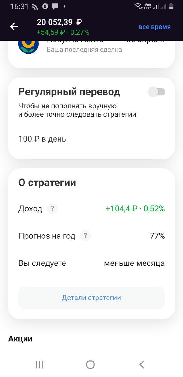Результаты за первый день автоследования
