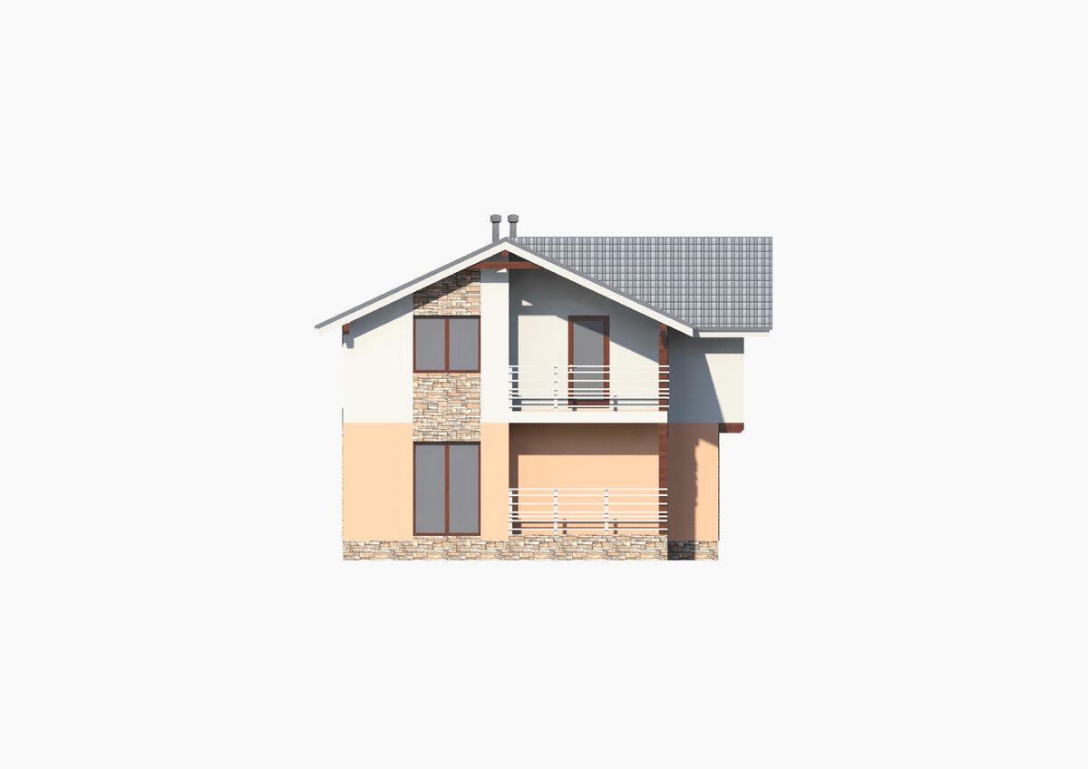 Проекция фасада (вид сбоку) двухэтажного дома «Каринтия128»
