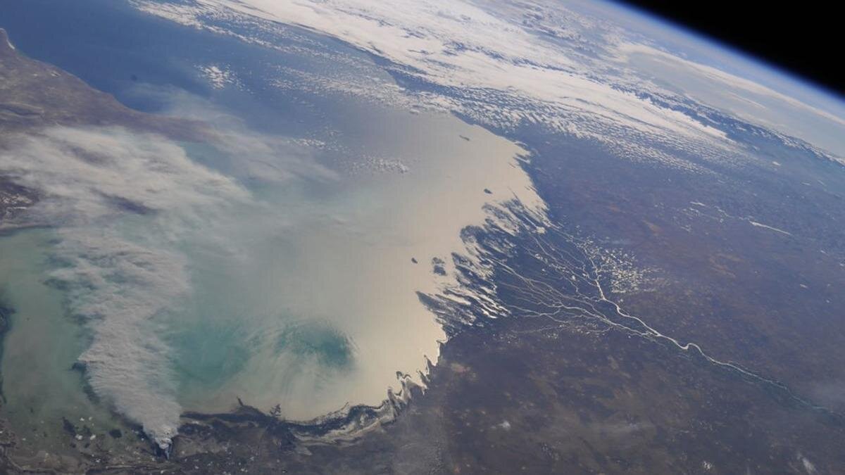    Каспийское море и территория Казахстана:Flickr/Marshall Space Flight Center