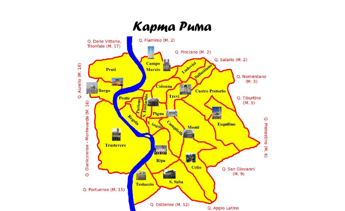Карта — схема центральной части Рима