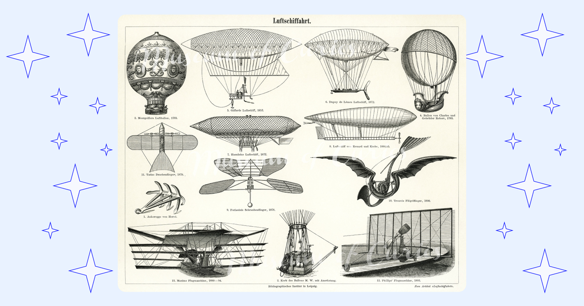 Рисунки старинных летательных аппаратов 