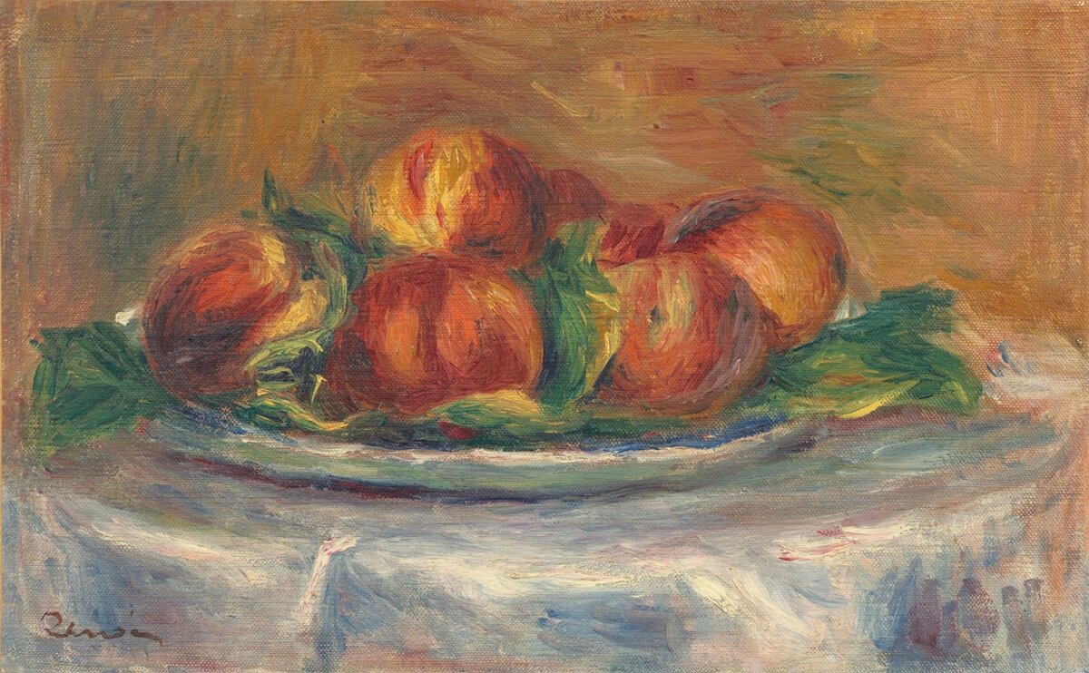 Pierre-Auguste Renoir's Peaches on a Plate (1902-1905) painting in high resolution