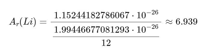 Вычисление относительной атомной массы Лития