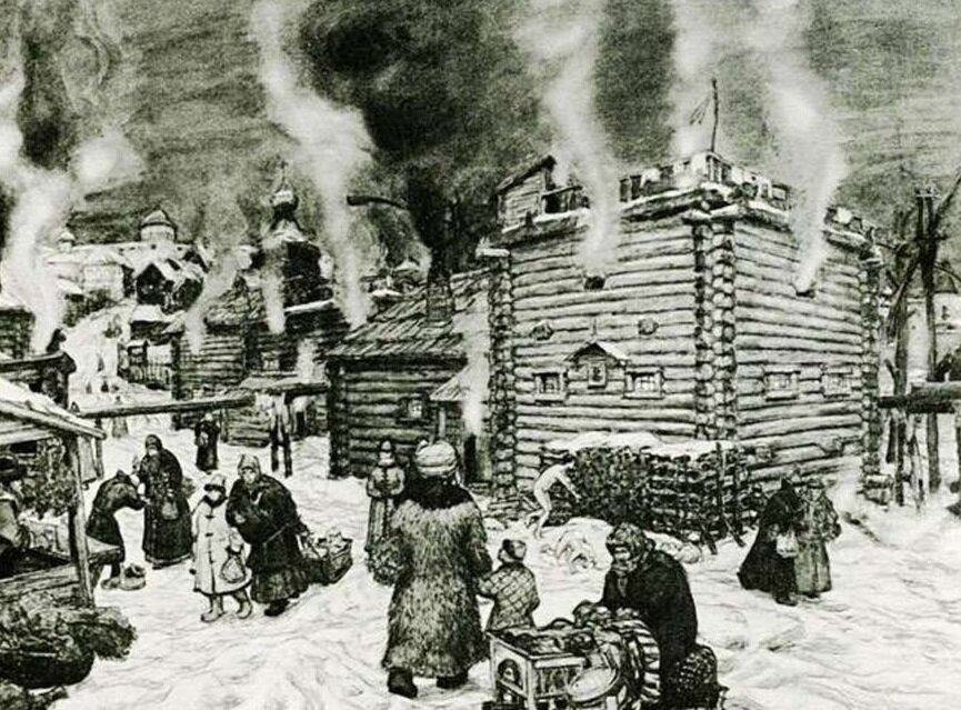 Это не пожары, это избы просто курные избы, которые топятся по-чёрному.