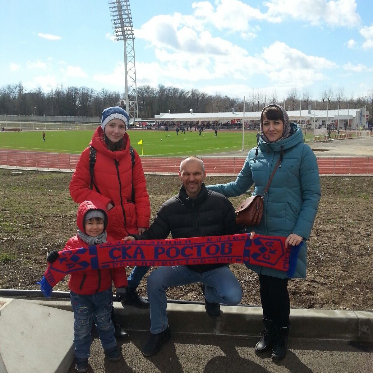 На открытии нового стадиона, где вместо прежних 30 000 мест теперь 3 000.