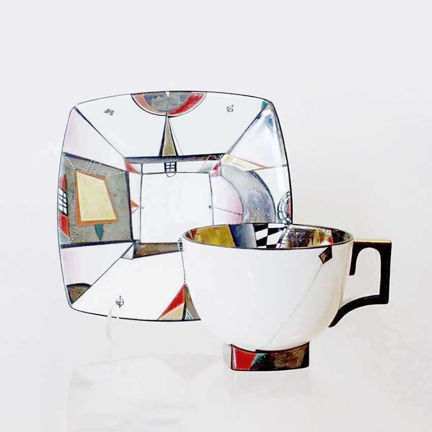 Чайная пара из сервиза «Осколки зеркала». 1996 год, ЛФЗ. Автор формы и росписи Татьяна Васильевна Афанасьева