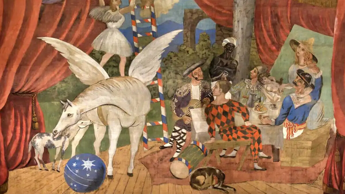 Иллюстрация «Эскизы декораций к балету «Парад»«, художник Пабло Пикассо, 1917