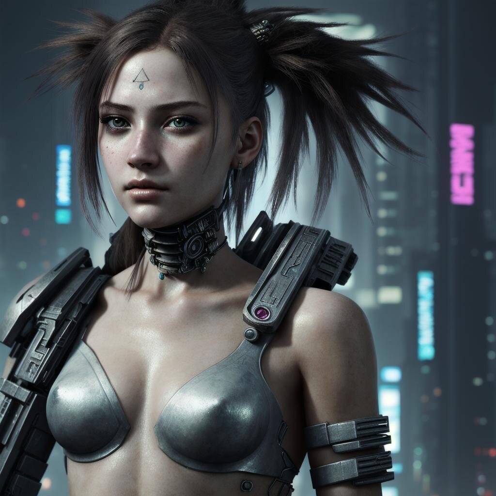 ПРОМТ: Detailed portrait of a beautiful warrior girl, complex, elegant, with a high degree of detail, cyberpunk, video game