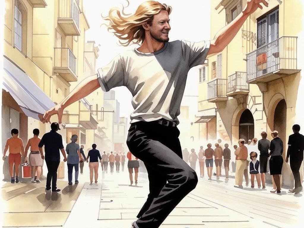 Чубайс танцует на улочке Иерусалима. Фото: Кандинский 3.1