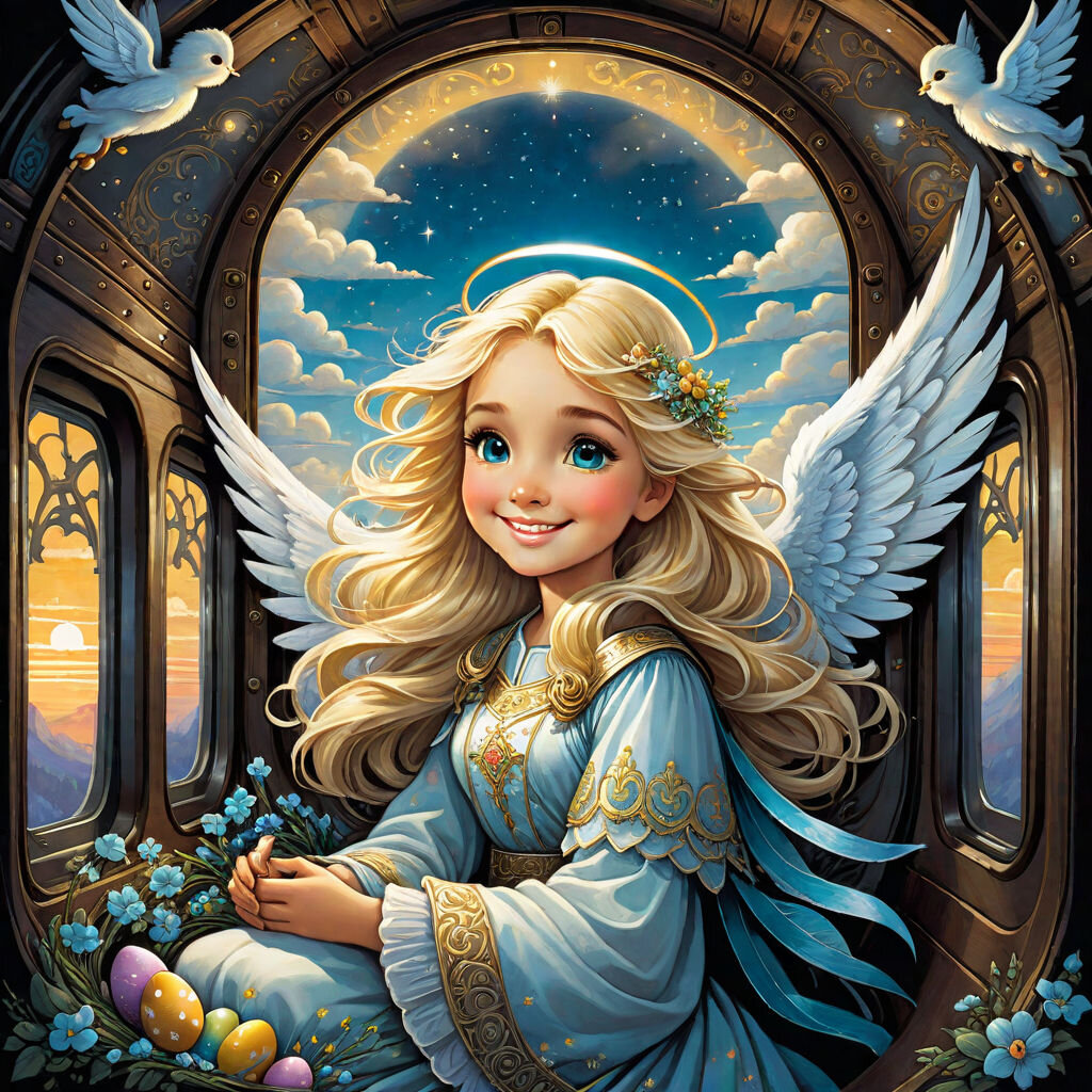 Открытки на Пасху. Пасхальные яйца и ангелы, пасхальные кролики, звезды. Детские пасхальные открытки 