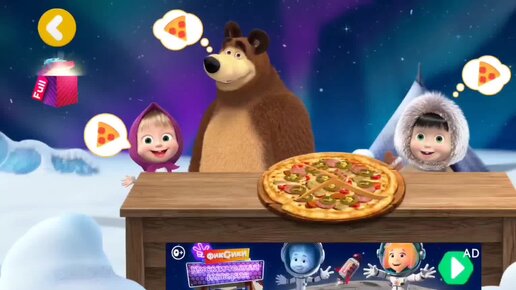 Мультфильм Игра для малышей Маша и Медведь 🐻🐿🥳 Пицца для Маши эскимоски 🍕 🍕 🍕