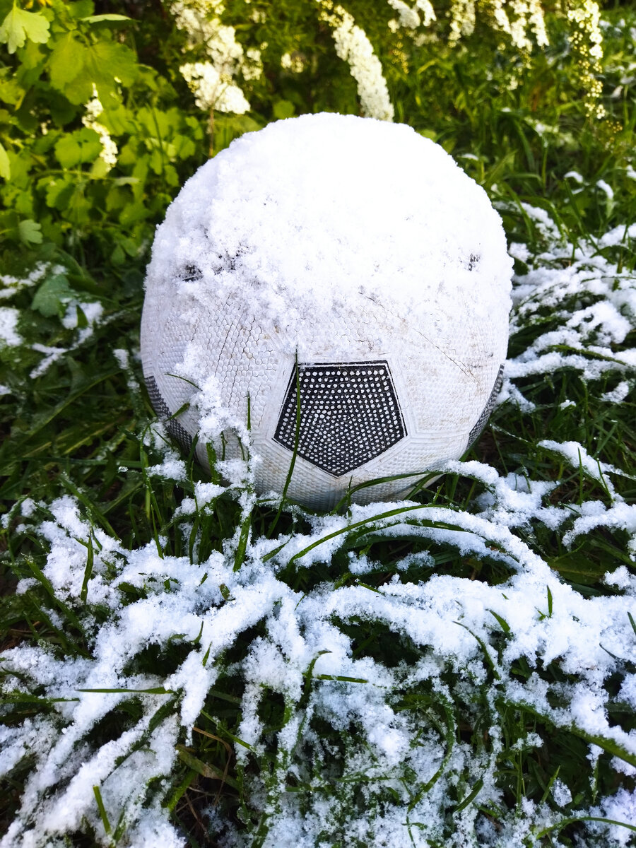 И мячик в снегу