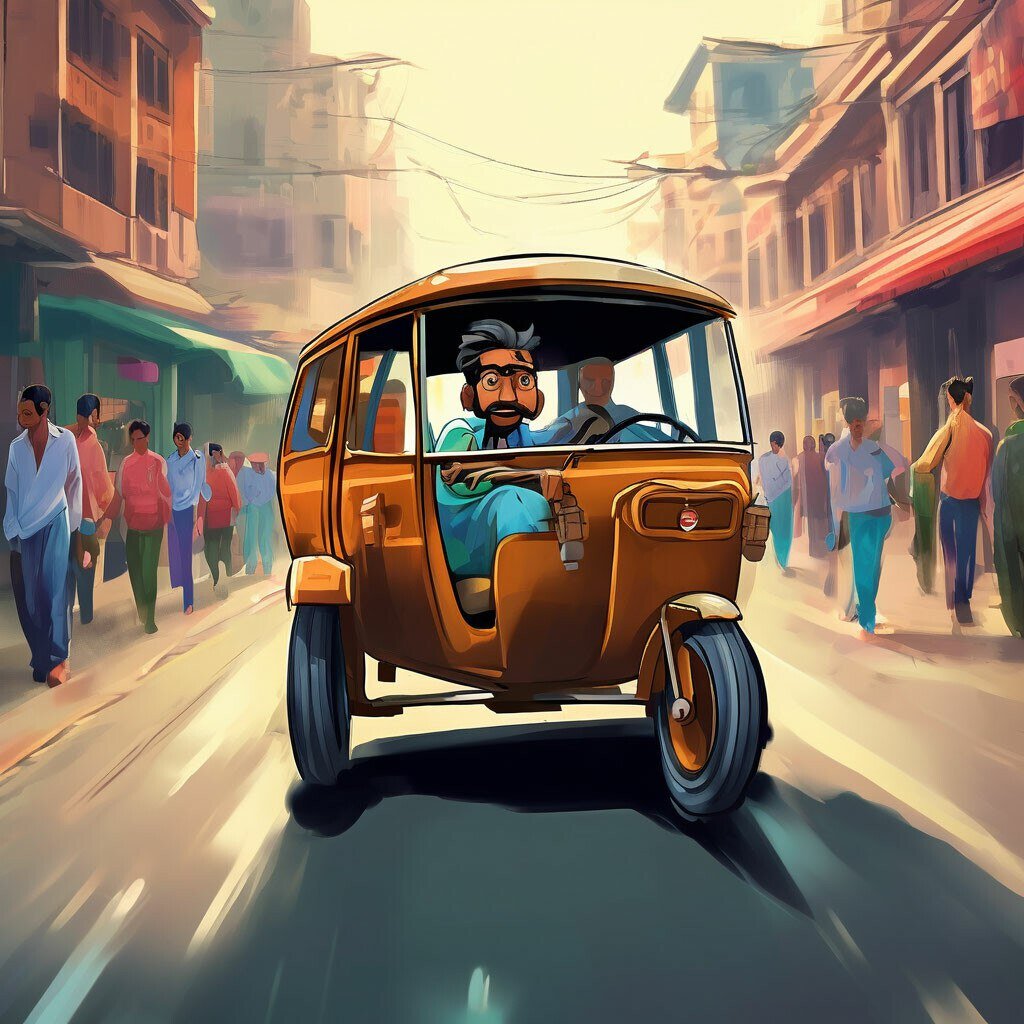 Рикшист-гонщик (рисунок создан с помощью ИИ)