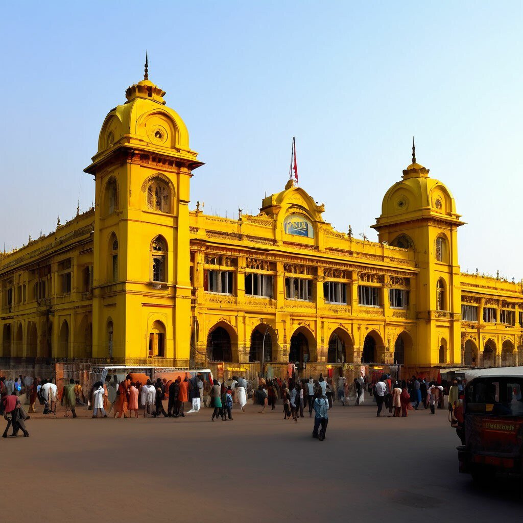 ЖД вокзал в Дели (картинка создана ИИ)