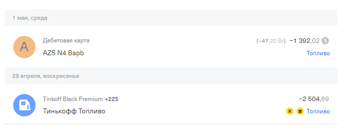 траты по моей карте