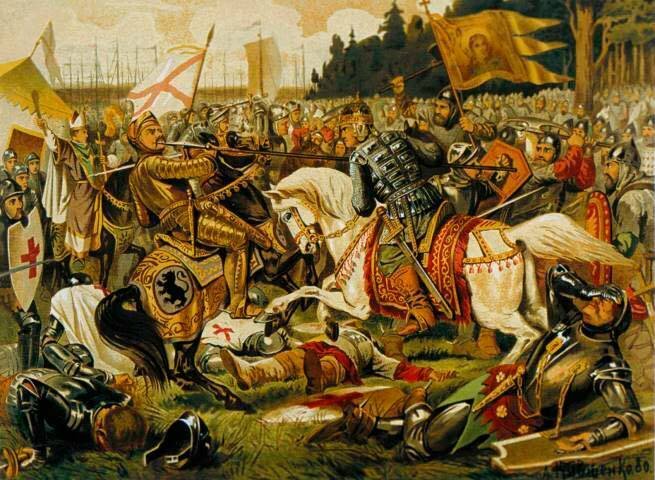 Алексей Кравченко: "Невская битва. Святой Александр Невский наносит рану в лицо ярлу Бергеру".