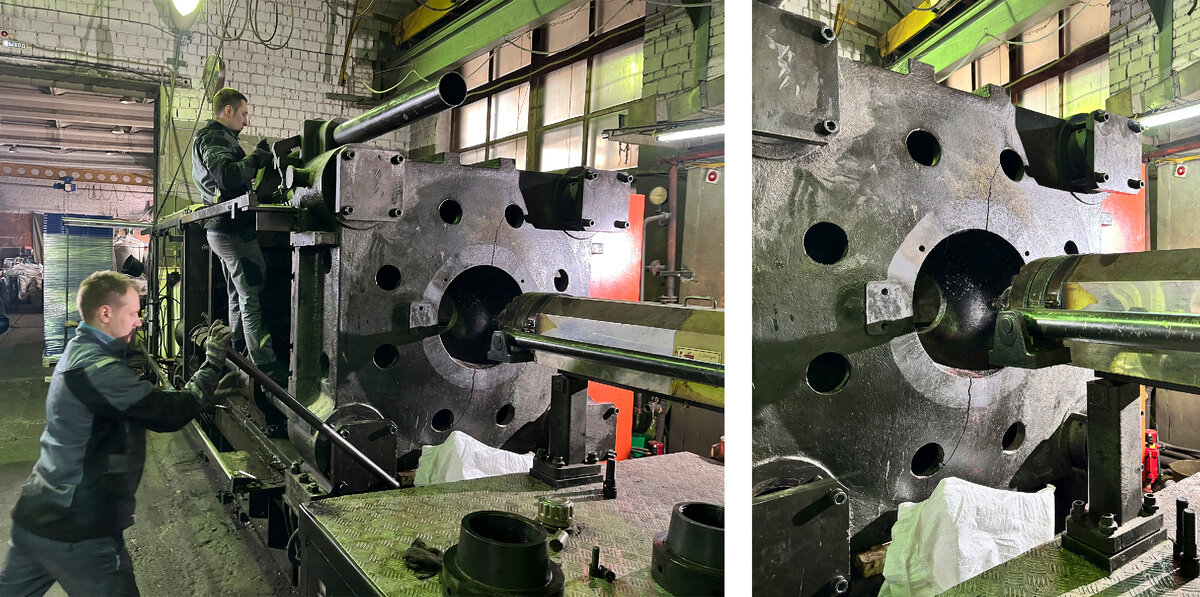 Трещина в плите, вес которой 5 тонн