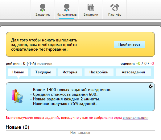 Задание которые размещаются в городе исполнителя