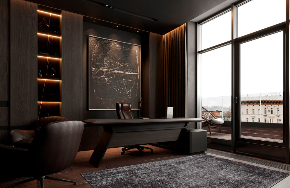 Безворсовый ковер в кабинете Manhattan LM3320-L102-cotton