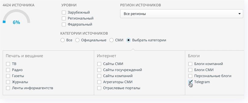    Среди источников типа «Блоги» теперь доступны телеграм-каналы Анастасия Майданник