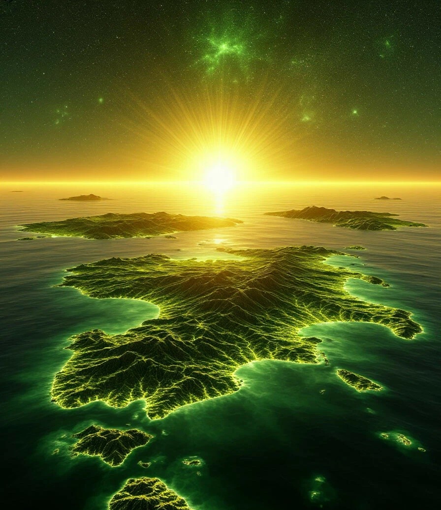 Планета находится в двойной звёздной системе. Утро над Средиводьем.