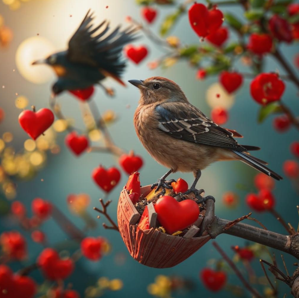 у птицы на первом плане всё хорошо. Птицу на втором, видимо, в этот самый момент "награждают сердцем", взламывая грудь