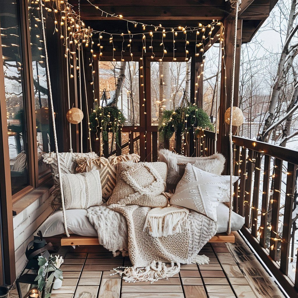 Подвесные качели на террасе _Nature_decor