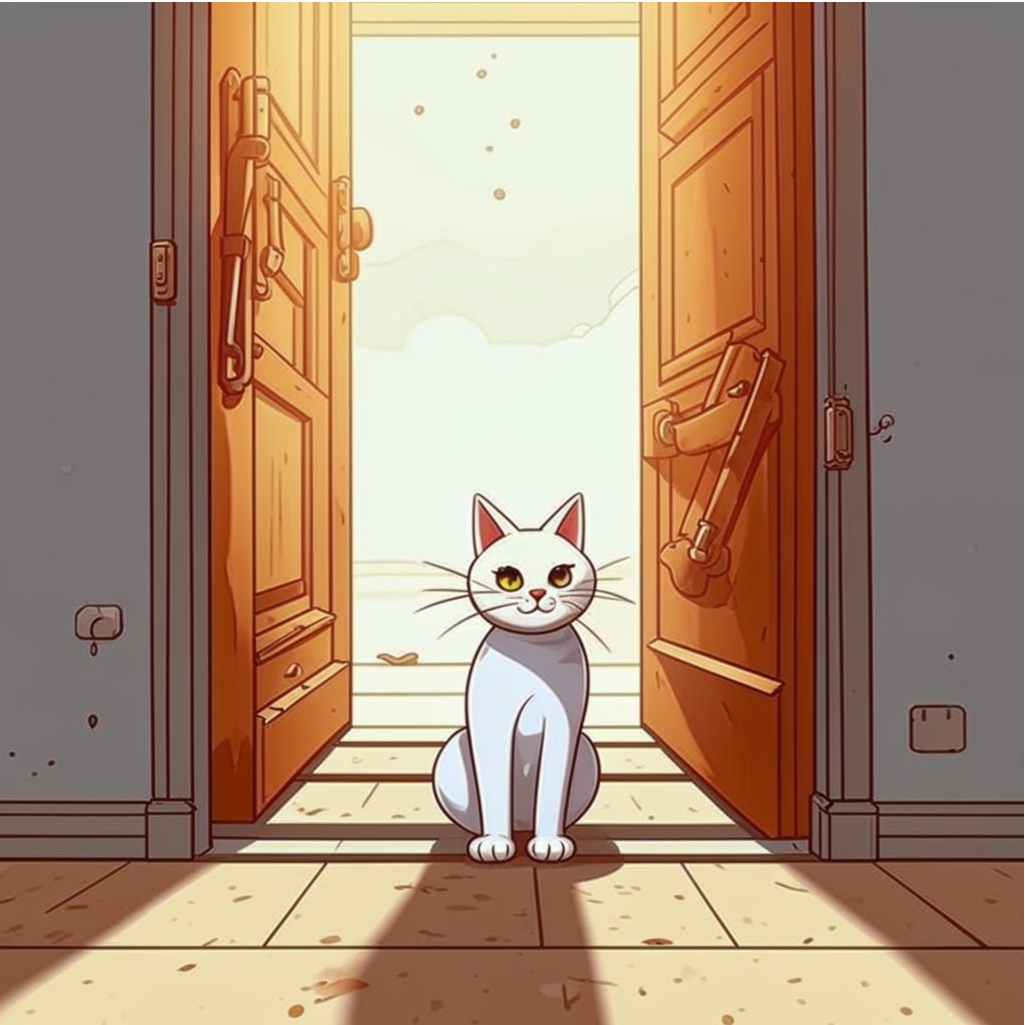 Белая кошка Ласка