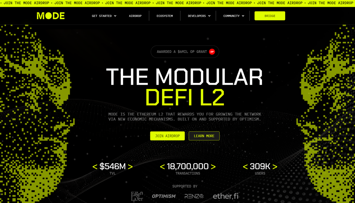 Главная страница проекта Mode