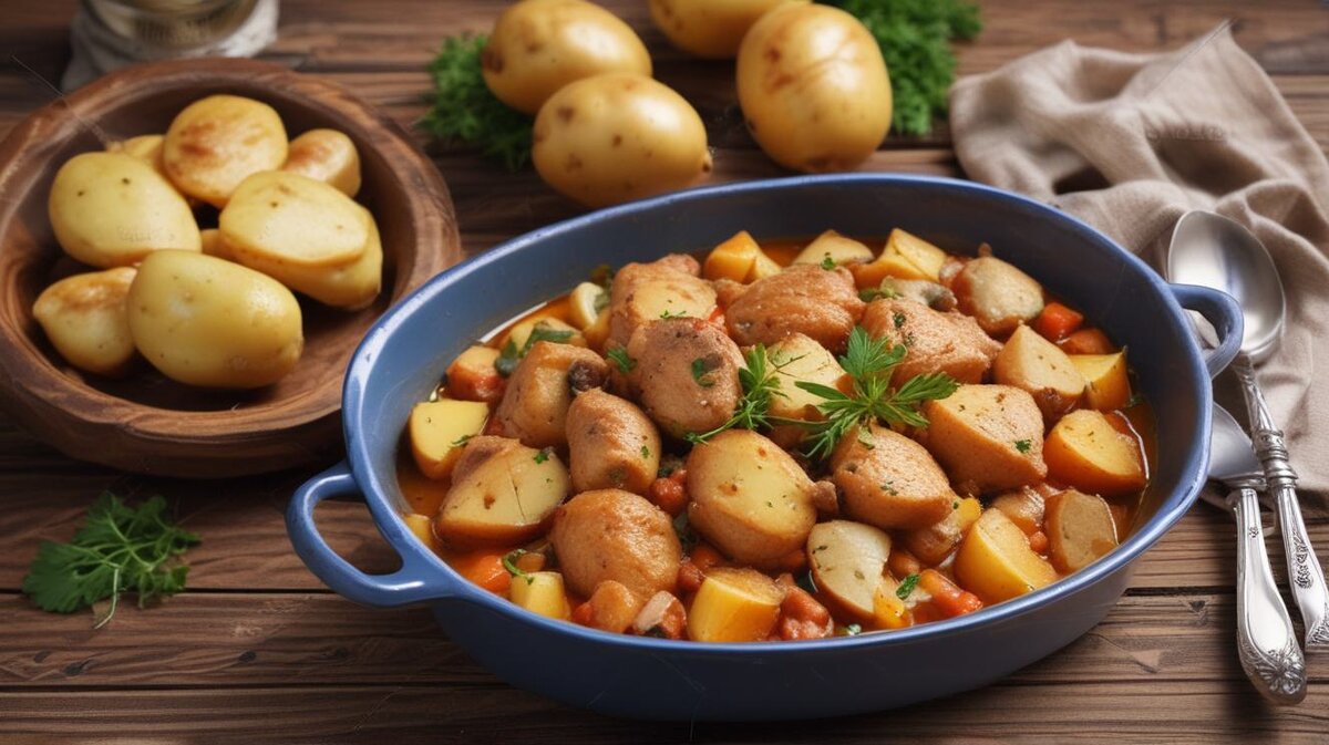 Тушеная картошка с курицей