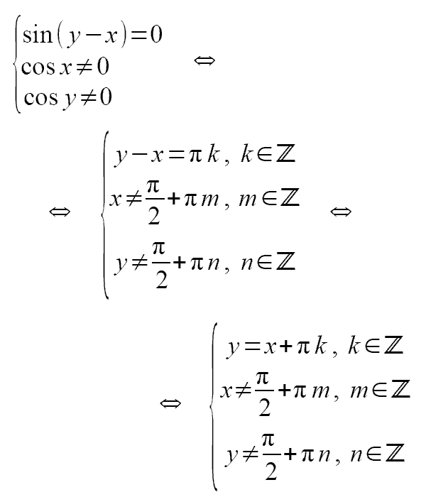 Задание Построить график уравнения: tg y = tg x Решение Помня, что функция тангенса определена не для всех действительных чисел, преобразуем исходное уравнение: (при последнем переходе применено...-2