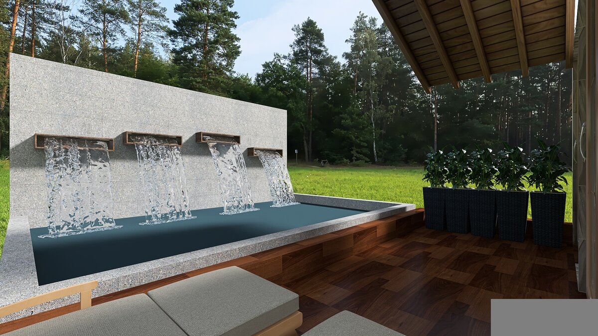 Бассейн с водопадом