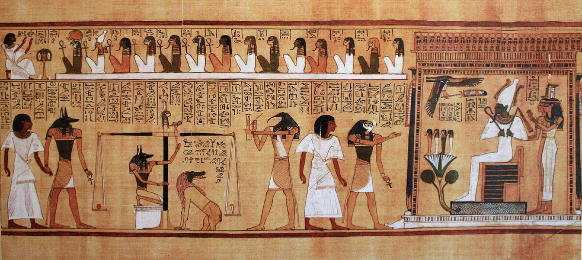 Рисунок из «Книги мёртвых» Ани.  Ок. 1450 до н. э. Лондон. Британский музей.
