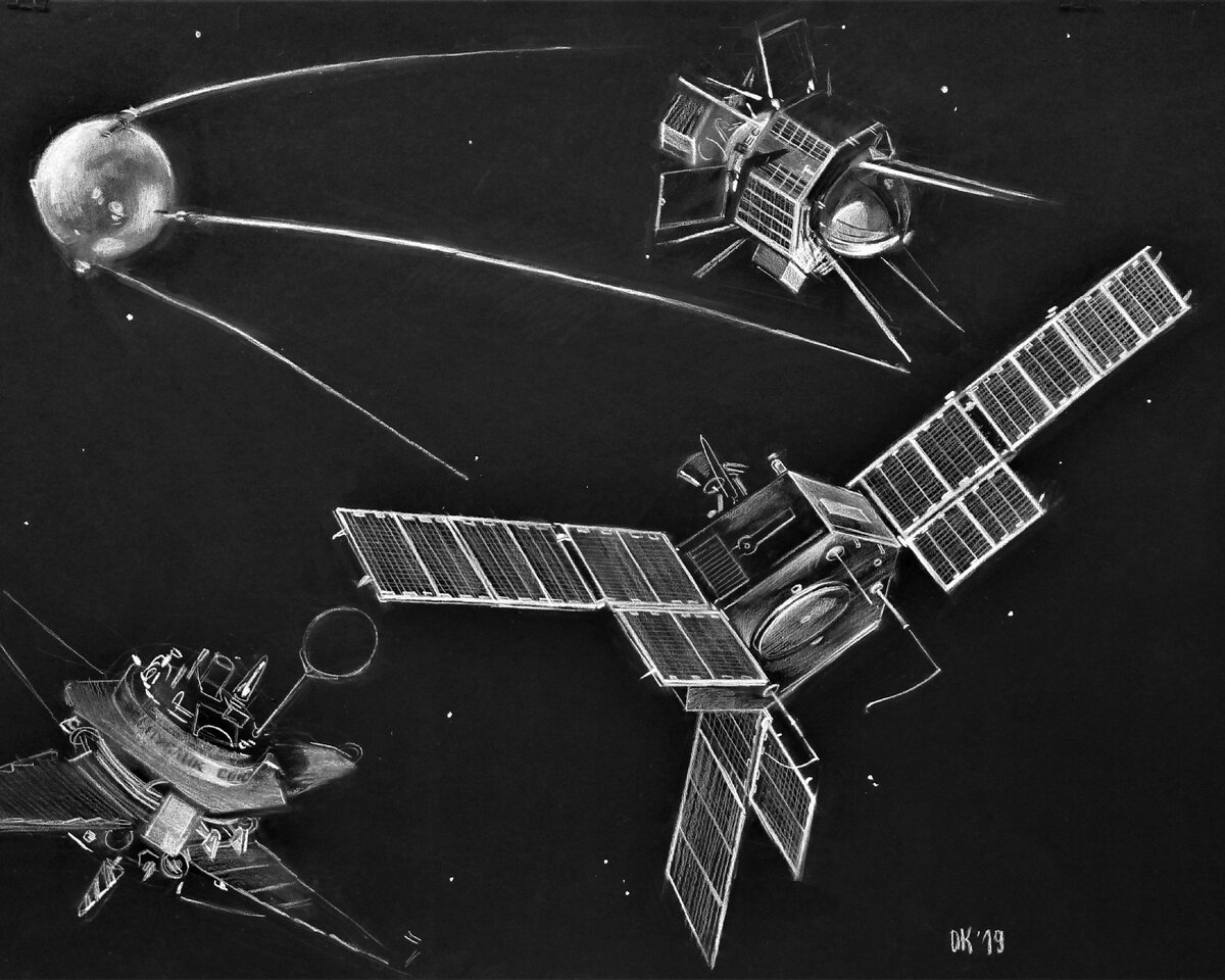 Катаева-Рошфор Ольга. Небесная пыльца Бумага, белый карандаш 50x70 см