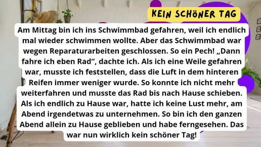 LESEN: читаем базовые тексты на немецком, тема: kein schöner Tag😎