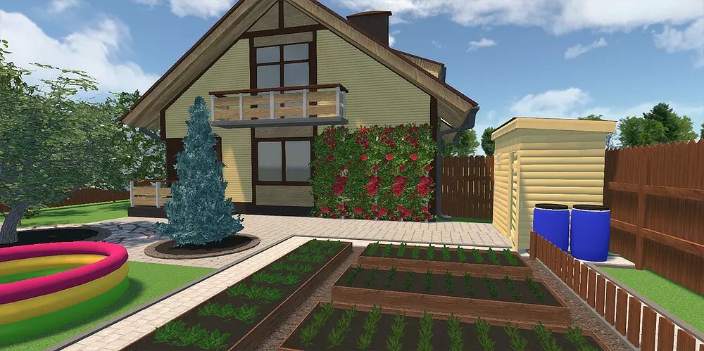 Проект сделан в программе Ландшафтный Дизайн 3D