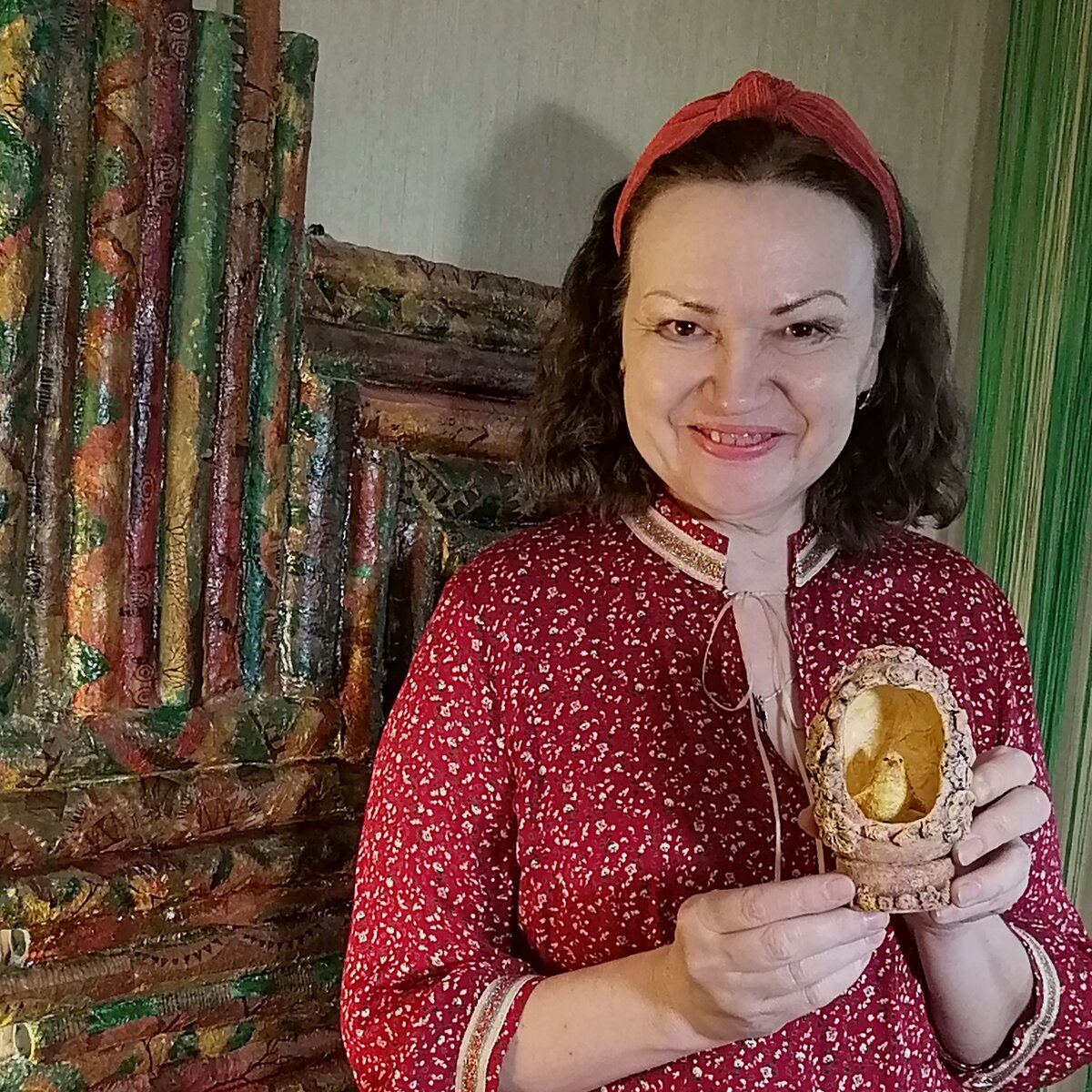 Диорамное яйцо к Пасхе из папье-маше 