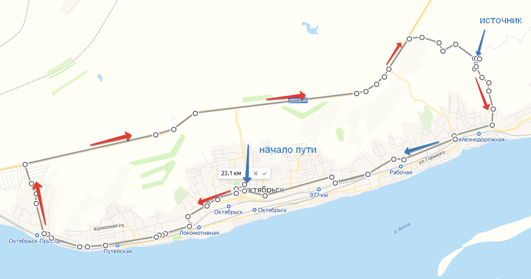 Мой маршрут (слева Сызрань, справа Самара)