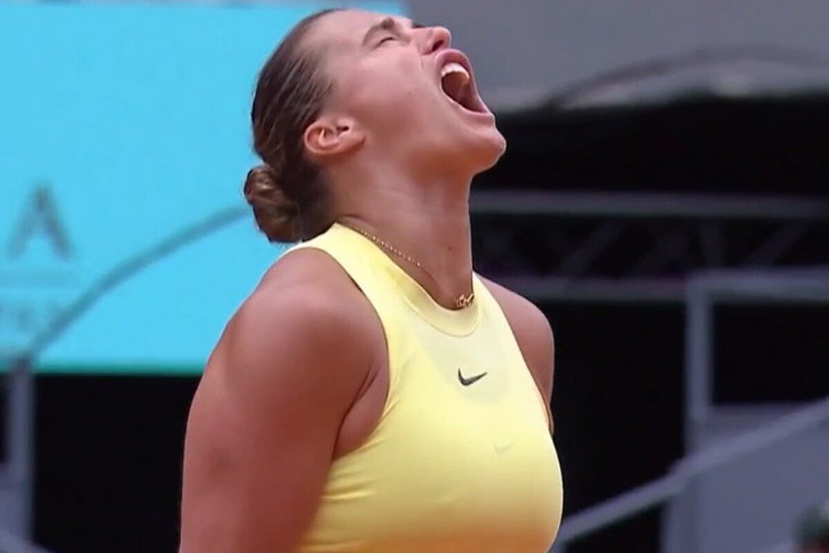 Фото: скриншот трансляции матча Соболенко в Мадриде